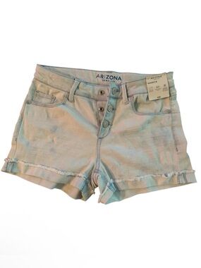 Arizona Jean Company Light Blue Tie-Dye Shortie Shorts - Size 14 NWT